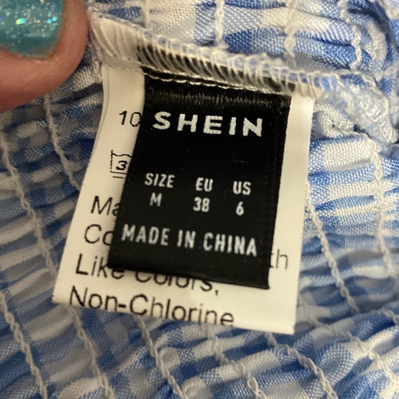 Shein white/blue plaid cropped tube top - Size Medium NWNT with bag - Picture 5 of 11